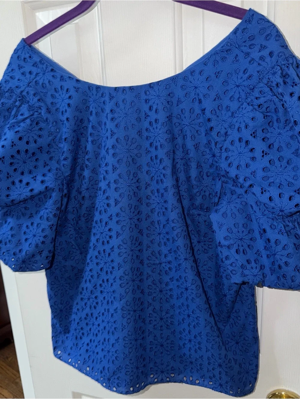 Lilly Pullitzer Shaila Eyelet Top Baha Blue Puff Sleeves Fully Lined Medium